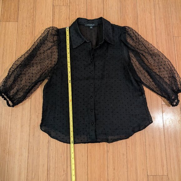 Black sheer polka dot blouse by Marc New York size medium - Picture 5 of 8